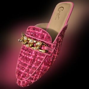 Pink Tweed Women's Loafers